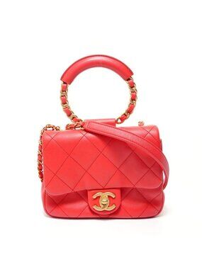 Chanel Handbag Quilted Circle Handle 2-Way